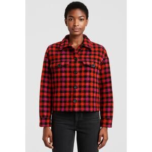 Sanctuary SZ S The Roller Shacket Red Pink Orange Black Plaid